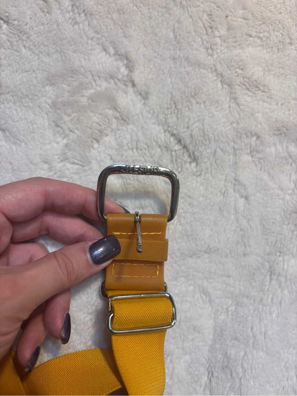 Kids Baseball Belt onesize Mustard Yellow Elastic Belt Faux Leather Silver Hrdwr